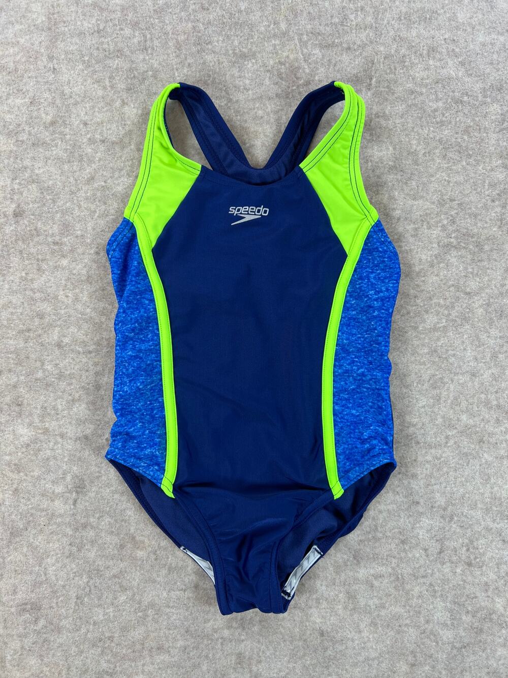 Speedo Girls Racerback One Piece Swimsuit Blue Green XS (5/6)